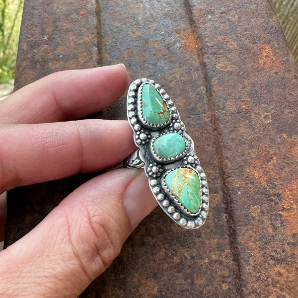 3 Stone Turquoise Ring {7.5}