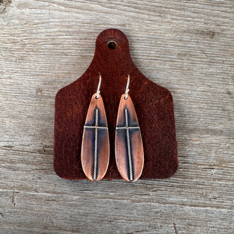 Copper Cross Earrings