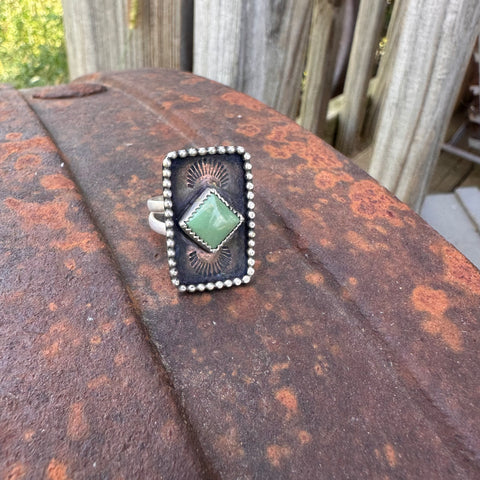 Copper Turquoise Ring  {6.5}